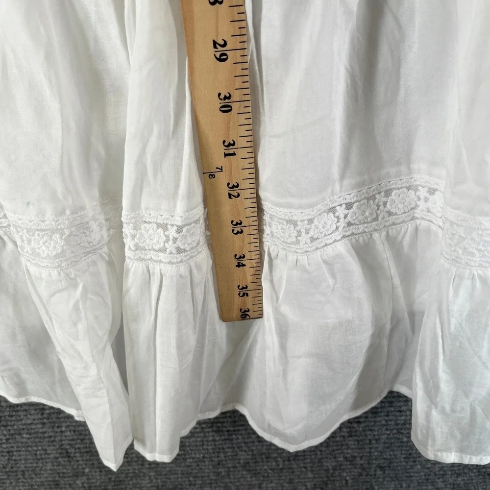 Altar'd State Tiered Maxi Skirt Women L Ivory Lace Trim Boho Summer Casual - Picture 9 of 11
